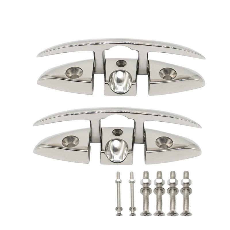 Jecoupoon 4-1/2" 5" 6" 8" Marine Boat Dock Cleats 316 Stainless Flip Up Cleats Folding Cleat with Screws and Nuts (6" 2pcs) - Image 2